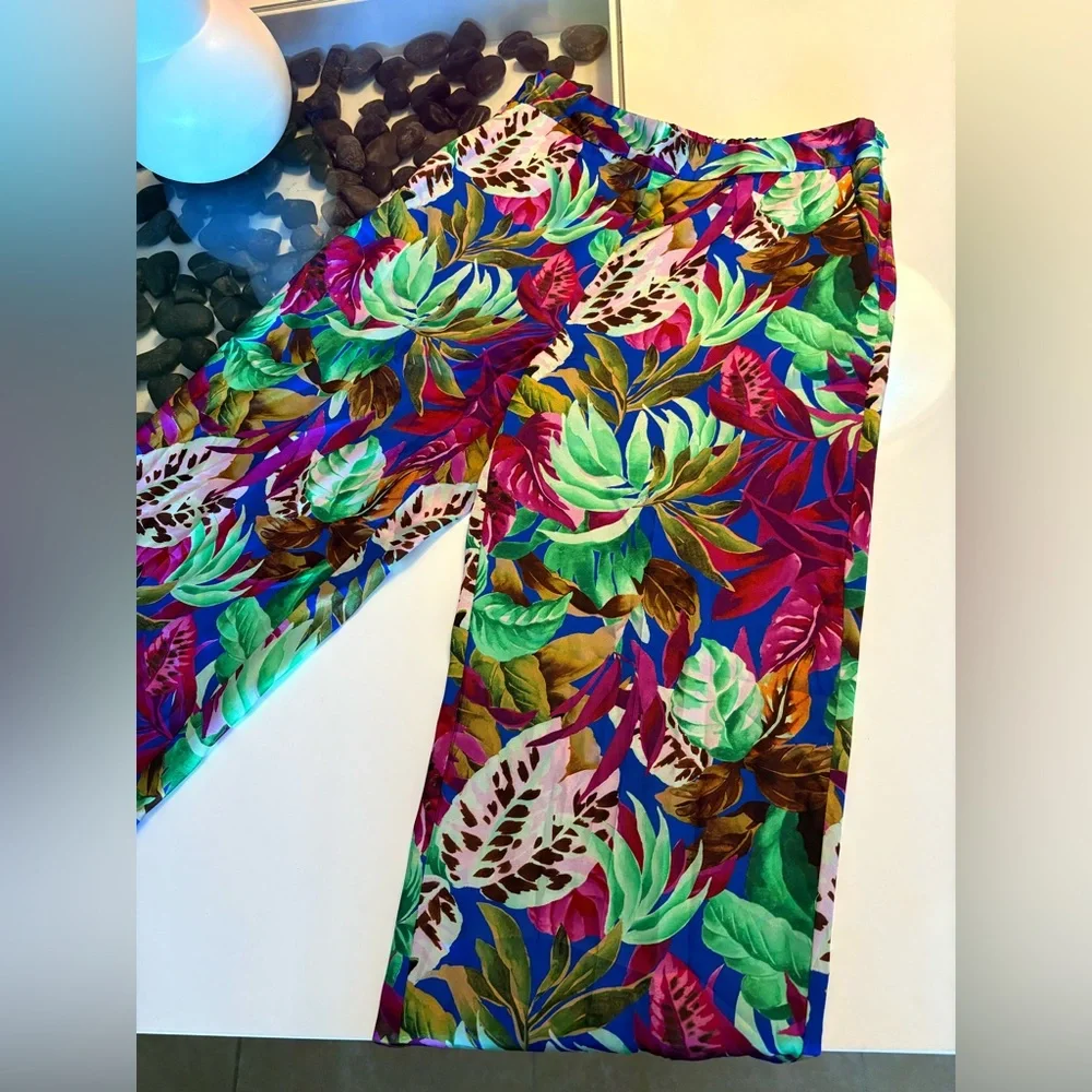 Zara Bright Tropical Leaf Print Blazer and Pants Set - Picture 6 of 16